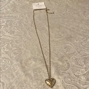 J. Crew Gold Heart Pendant Necklace with Stud Accents